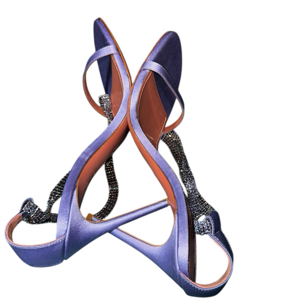 AMINA MUADDI Giorgia Crystal-Embellished Satin Sandals 38/US 8 - Picture 11 of 11
